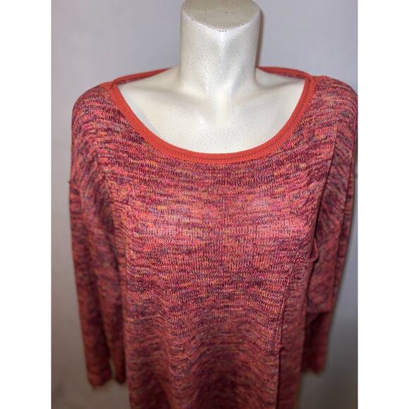 FREE PEOPLE Sweater Size L Colorful Boxy Bohemian BOHO Oversized Fringe Tunic - Picture 2 of 6